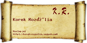 Korek Rozália névjegykártya